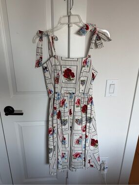 Hunter Bell Floral Tie-Shoulder Sundress in Cream and Red